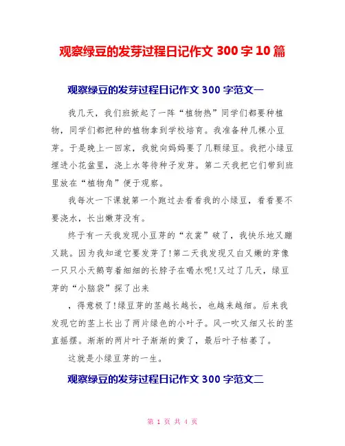 观察绿豆的发芽过程日记作文300字10篇