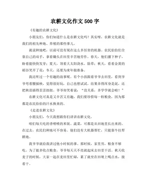 农耕文化作文500字