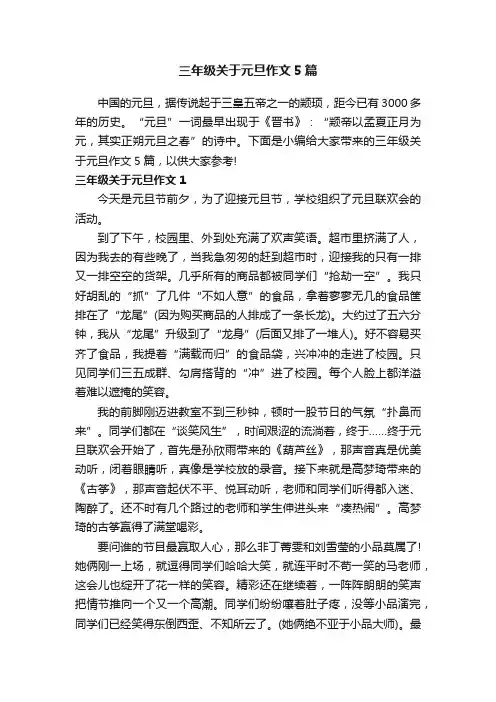 三年级关于元旦作文5篇