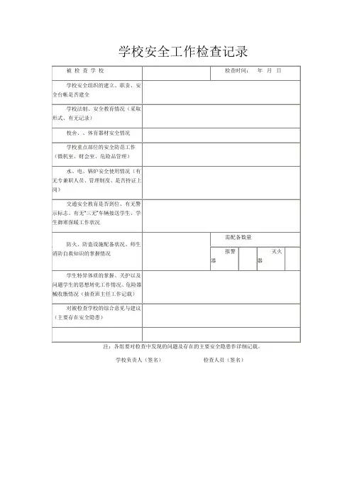 学校安全工作检查记录表