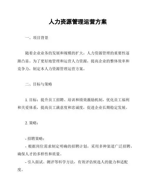 人力资源管理运营方案