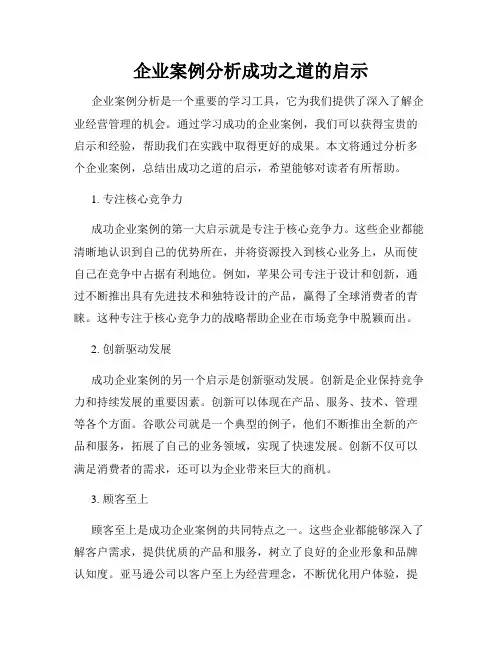 企业案例分析成功之道的启示