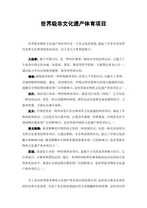 世界级非文化遗产体育项目