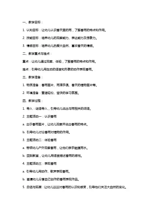 小班语言教案春雨
