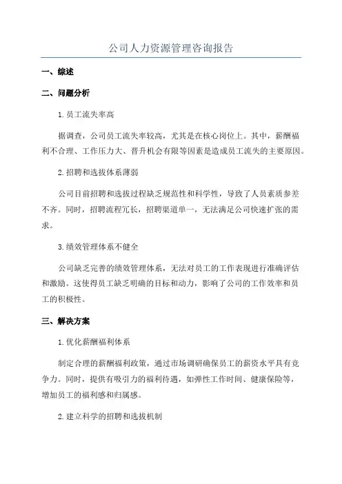 公司人力资源管理咨询报告