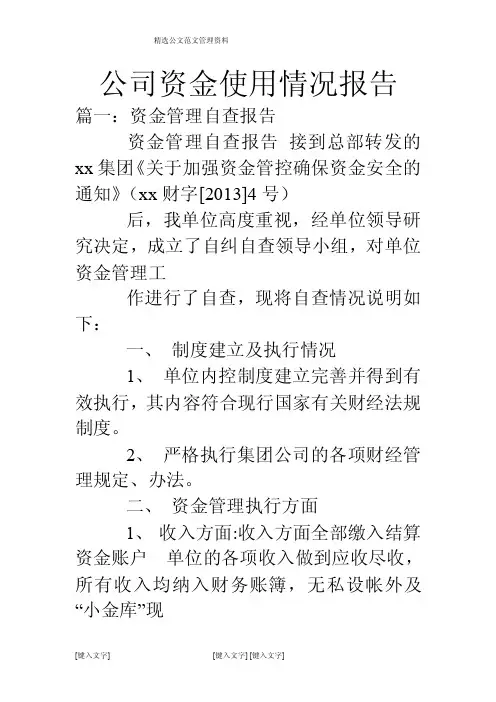 公司资金使用情况报告