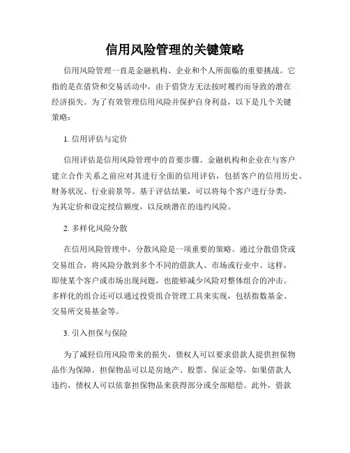 信用风险管理的关键策略