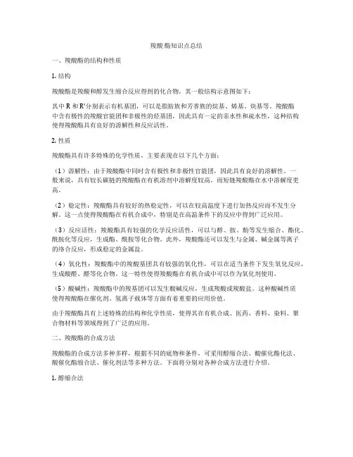 羧酸 酯知识点总结