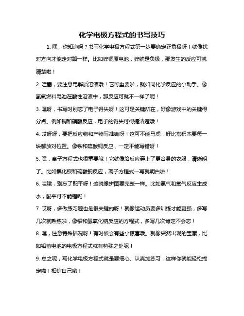 化学电极方程式的书写技巧