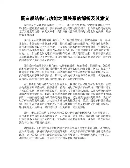 蛋白质结构与功能之间关系的解析及其意义