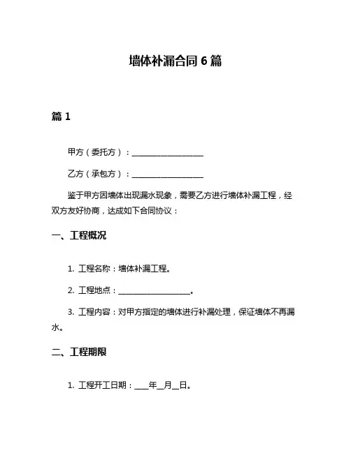 墙体补漏合同6篇