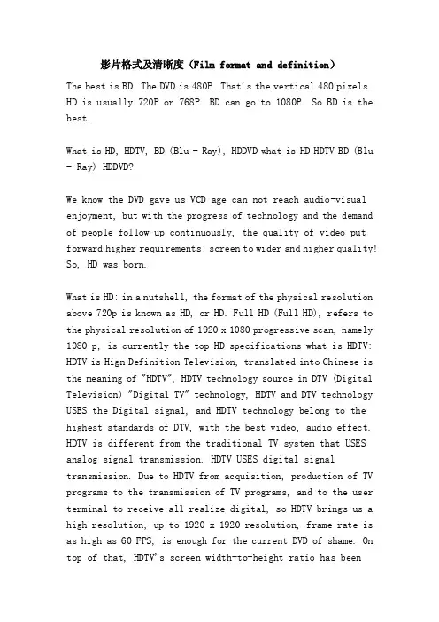 影片格式及清晰度（Filmformatanddefinition）
