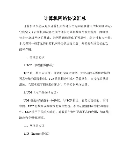 计算机网络协议汇总