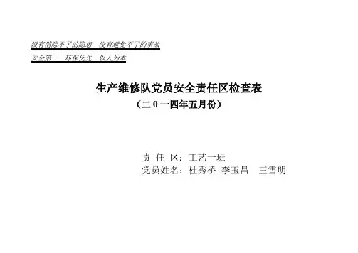 党员安全责任区检查表封皮