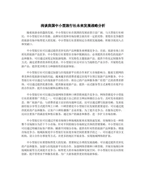 浅谈我国中小型旅行社未来发展战略分析
