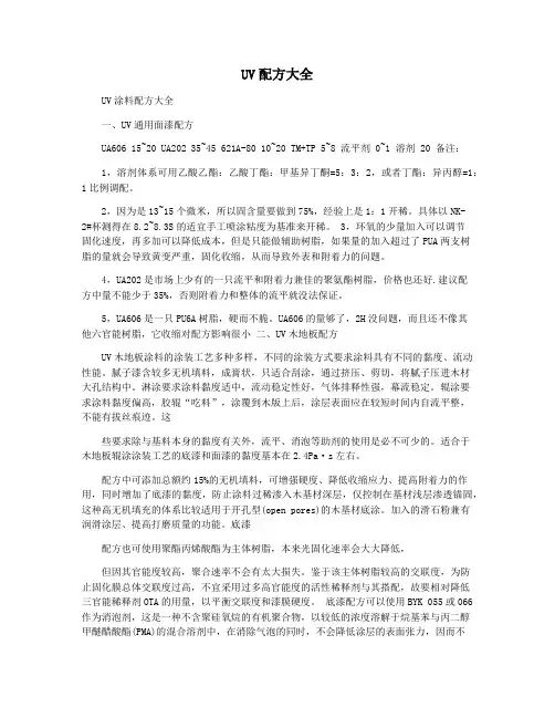 UV配方大全