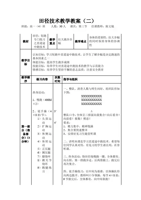 200米短跑专门练习之直道途中跑技术
