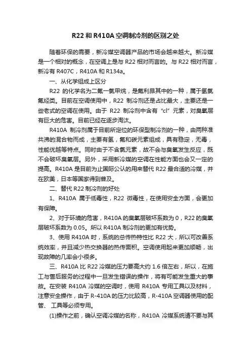 R22和R410A空调制冷剂的区别之处