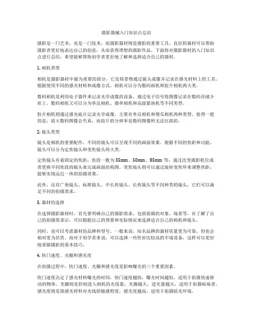 摄影器械入门知识点总结