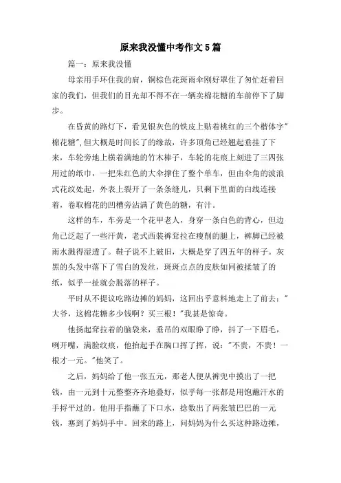 原来我没懂中考作文5篇