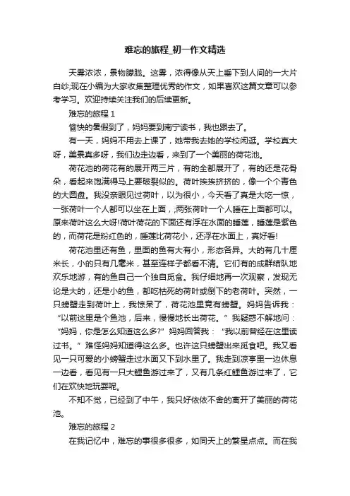 难忘的旅程_初一作文精选