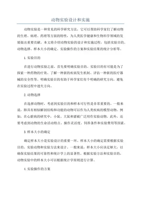 动物实验设计和实施