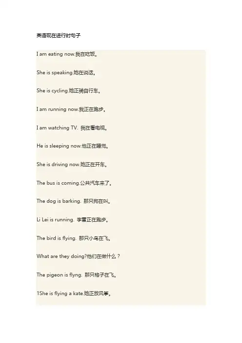 英语现在进行时句子