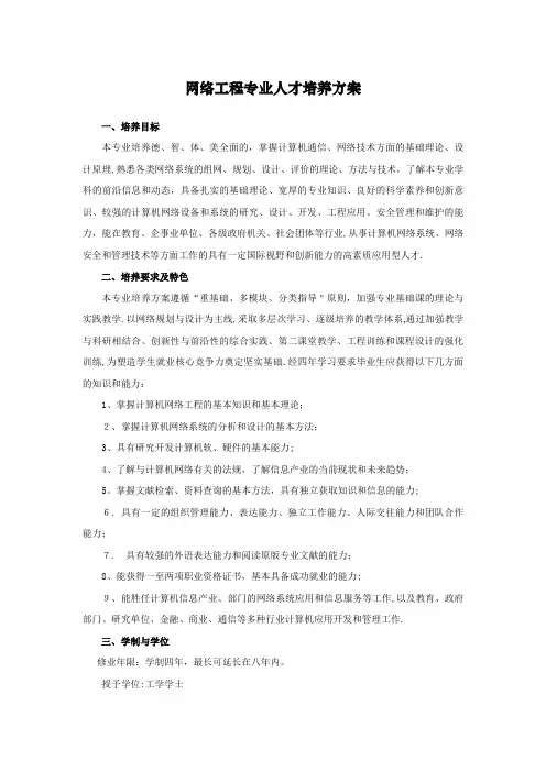 网络工程专业级人才培养方案