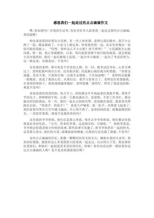 感恩我们一起走过的点点滴滴作文