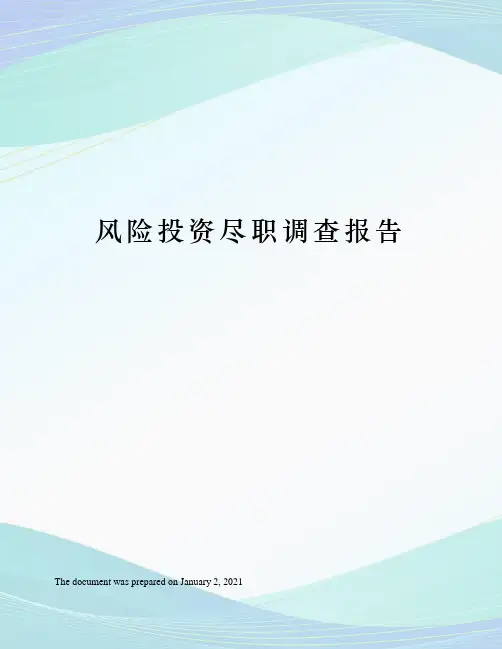 风险投资尽职调查报告