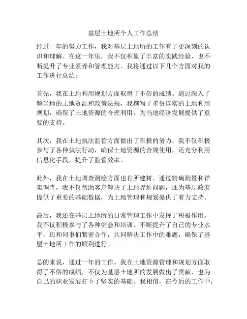 基层土地所个人工作总结