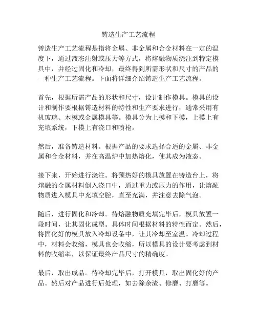 铸造生产工艺流程