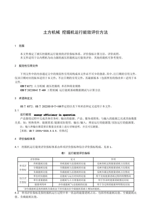 土方机械 挖掘机运行能效评价方法-最新国标