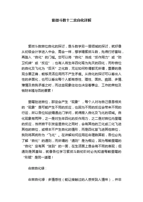 紫微斗数十二宫自化详解
