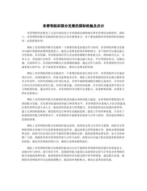 非营利组织联合发展的国际经验及启示
