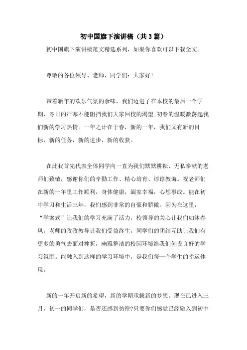 2020年初中国旗下演讲稿(共3篇)