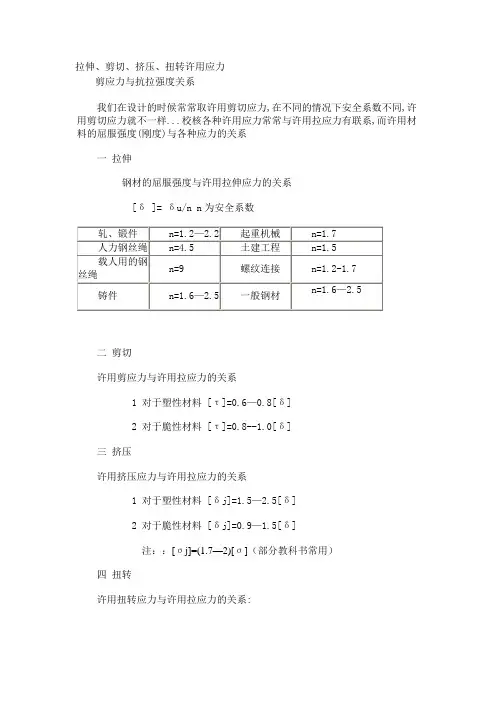 拉伸、剪切、挤压、扭转许用应力