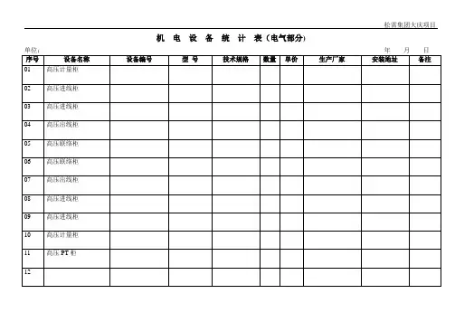 机电设备统计表