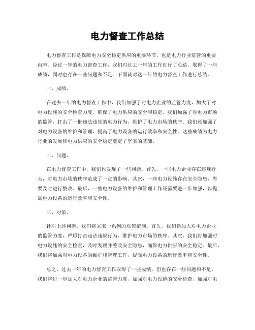 电力督查工作总结
