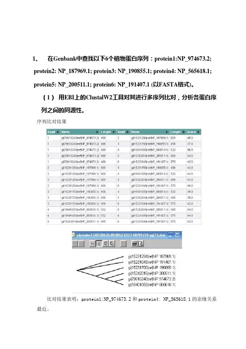 《生物信息学》练习题剖析