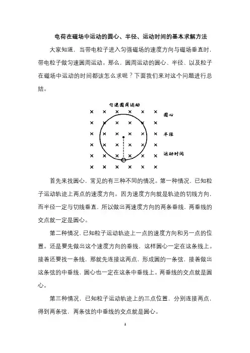 电荷在磁场中运动的圆心、半径、运动时间的基本求解方法