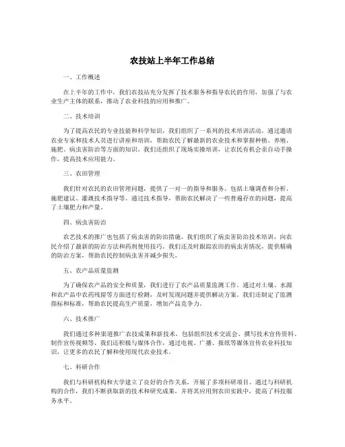 农技站上半年工作总结