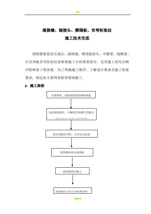 湿接缝、湿接头、横隔、负弯矩张拉施工方案