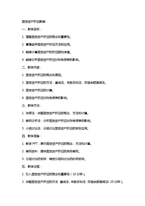 固定资产折旧教案