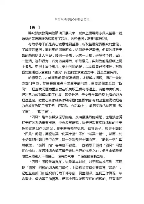 聚焦四风问题心得体会范文_心得体会范文_