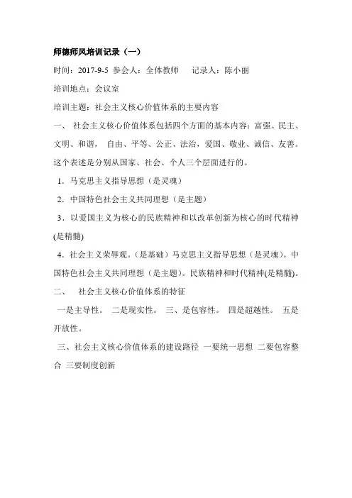 师德师风的培训记录.doc