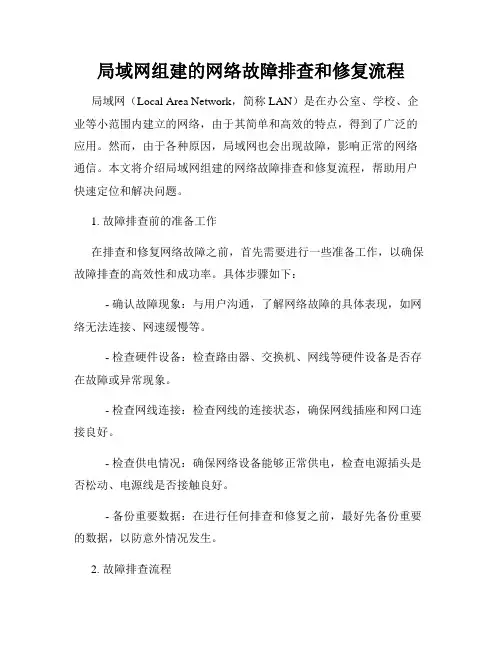 局域网组建的网络故障排查和修复流程