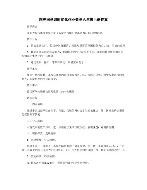 阳光同学课时优化作业数学六年级上册答案