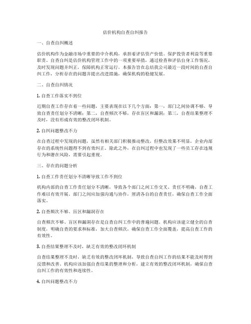 估价机构自查自纠报告