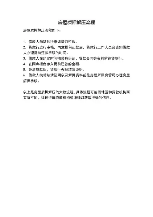 房屋质押解压流程
